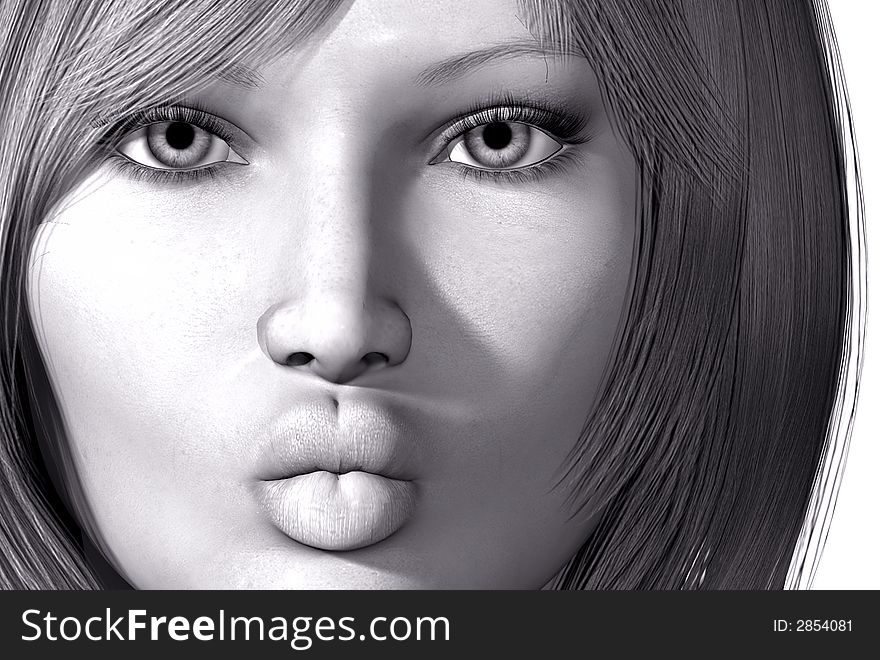 3D render of a womans face