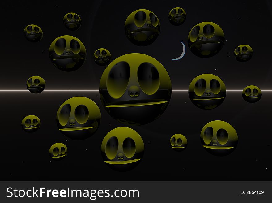 3D render of carved faces on Halloween