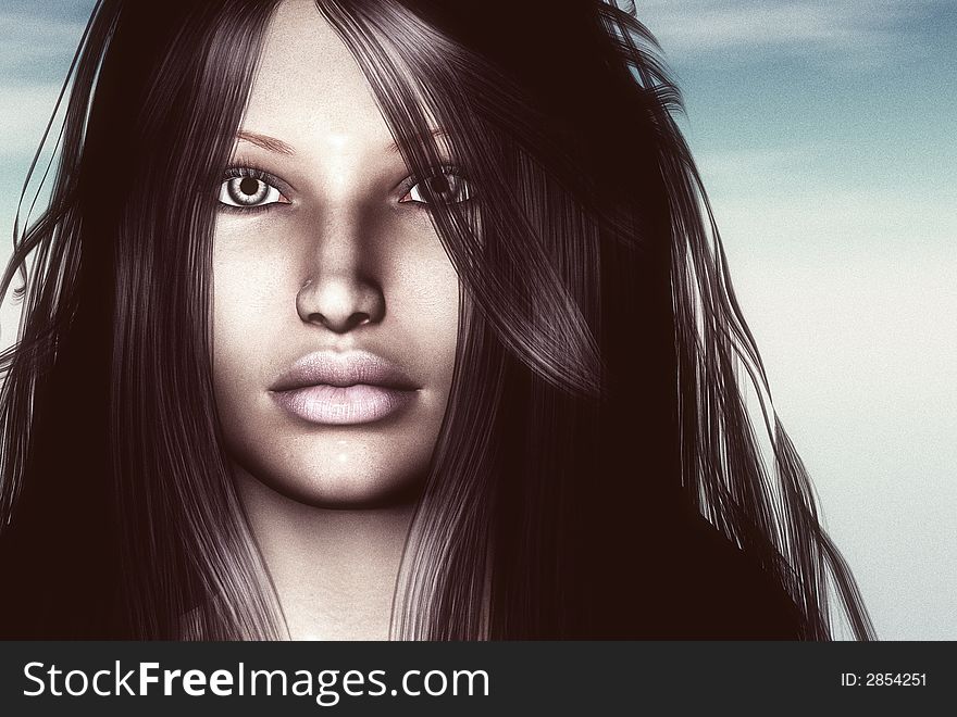 3D render of a womans face