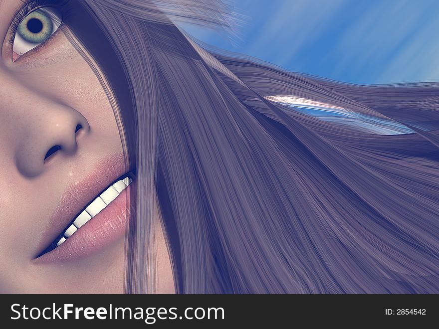 3D render of a womans face