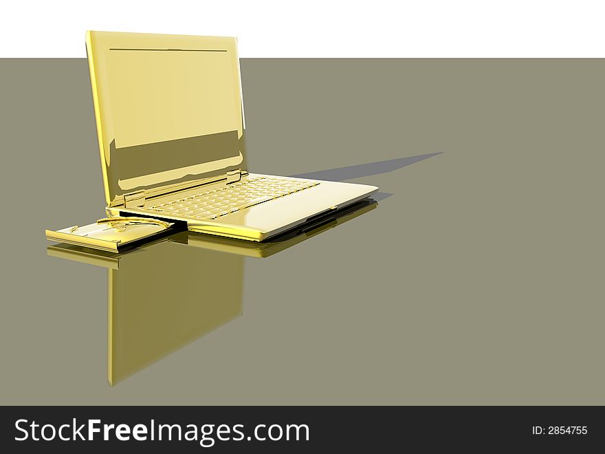 3D render of a laptop