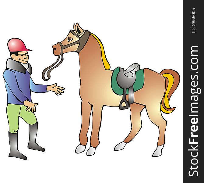 Art illustration: jockey and racehorse