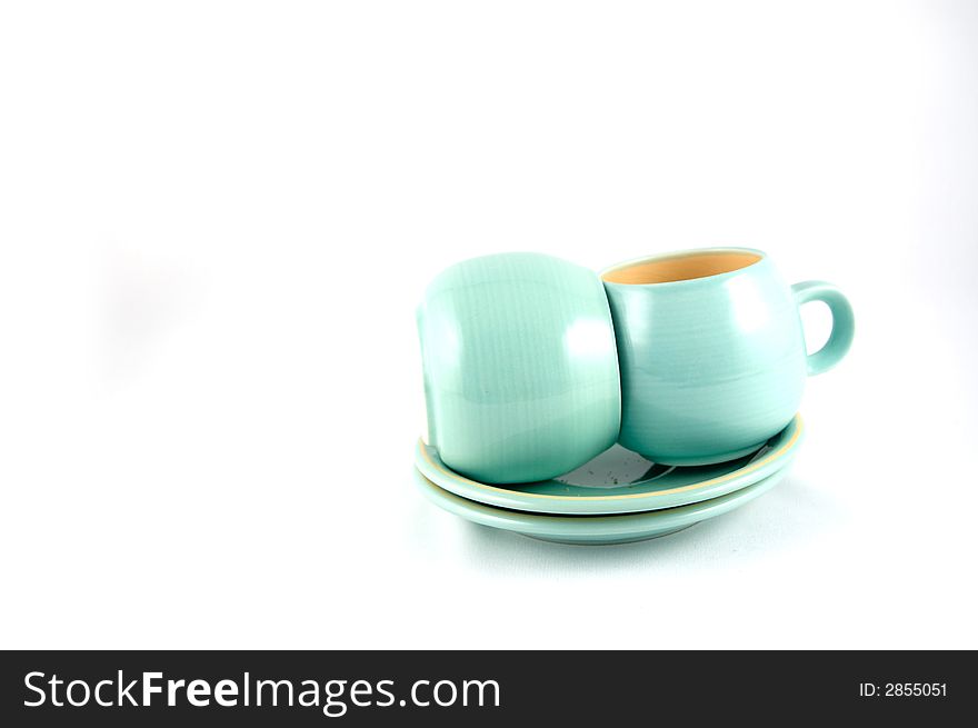 Cup and saucer after being washed