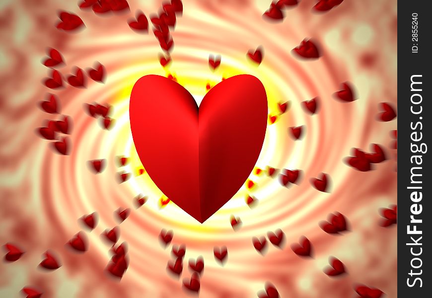 The stylized heart on an abstract background