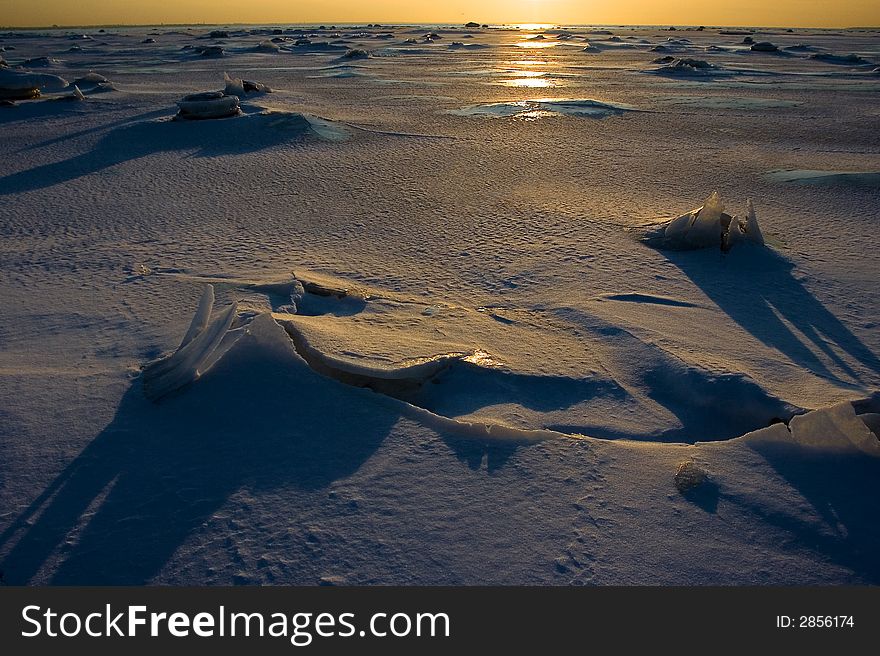 Baltic sea coast fully covered by the ice. -27 degrees. 
Location: Tallinn, Estonia. Baltic sea coast fully covered by the ice. -27 degrees. 
Location: Tallinn, Estonia.