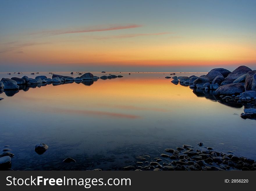 Sunset at baltic sea coast. Sunset at baltic sea coast.