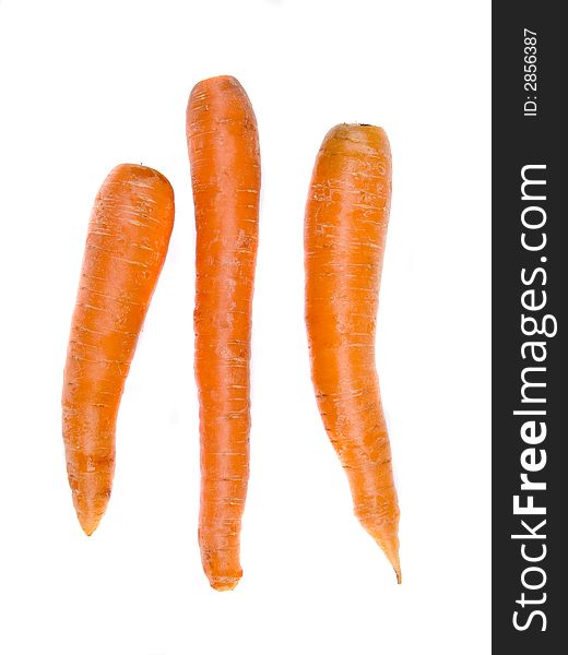 Fresh carrots isolated on white