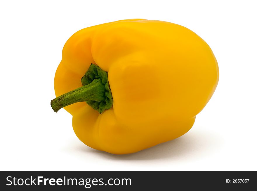 Isolated sweet yellow bell pepper on white background. Isolated sweet yellow bell pepper on white background