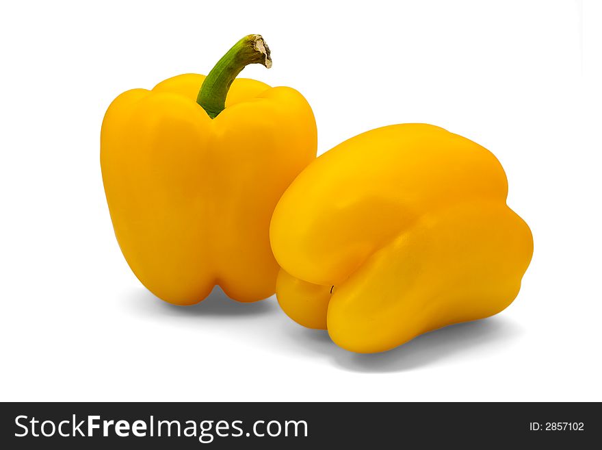 Isolated sweet yellow bell pepper on white background. Isolated sweet yellow bell pepper on white background