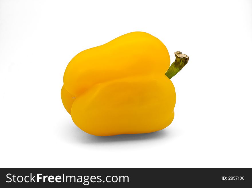 Isolated sweet yellow bell pepper on white background. Isolated sweet yellow bell pepper on white background