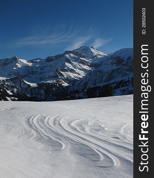 Beautiful winter scenery in the Swiss Alps. Beautiful winter scenery in the Swiss Alps.