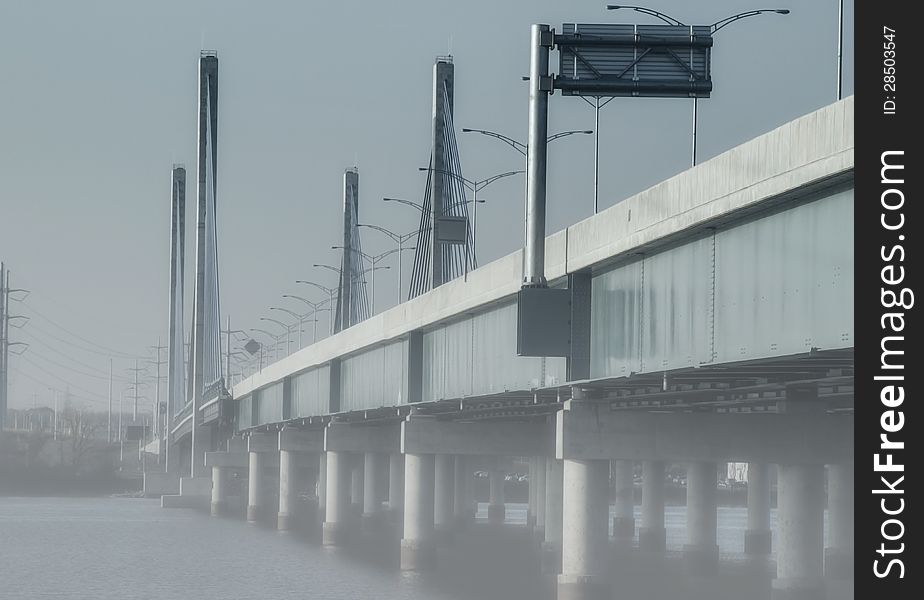 Bridge on a foggy morning. Bridge on a foggy morning