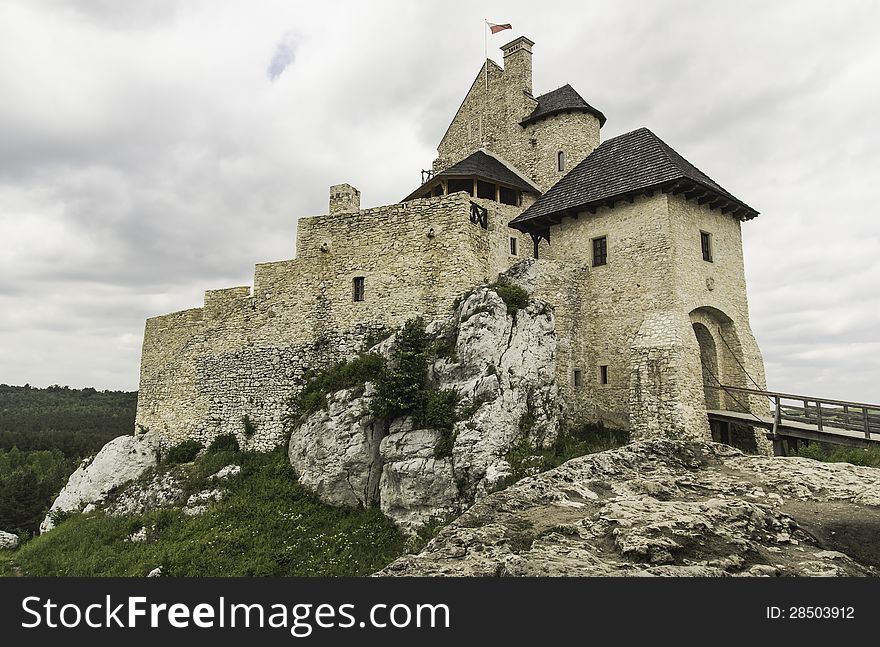 The old castle in the village of Bobolice in Poland. The old castle in the village of Bobolice in Poland