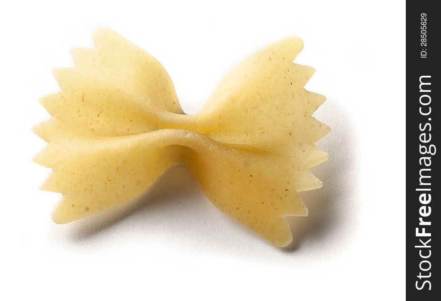 Farfalle noodle (bow tie pasta) on white