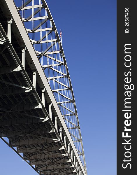 Fremont bridge in Potland, Oregon with a bright, blue sky. Fremont bridge in Potland, Oregon with a bright, blue sky.