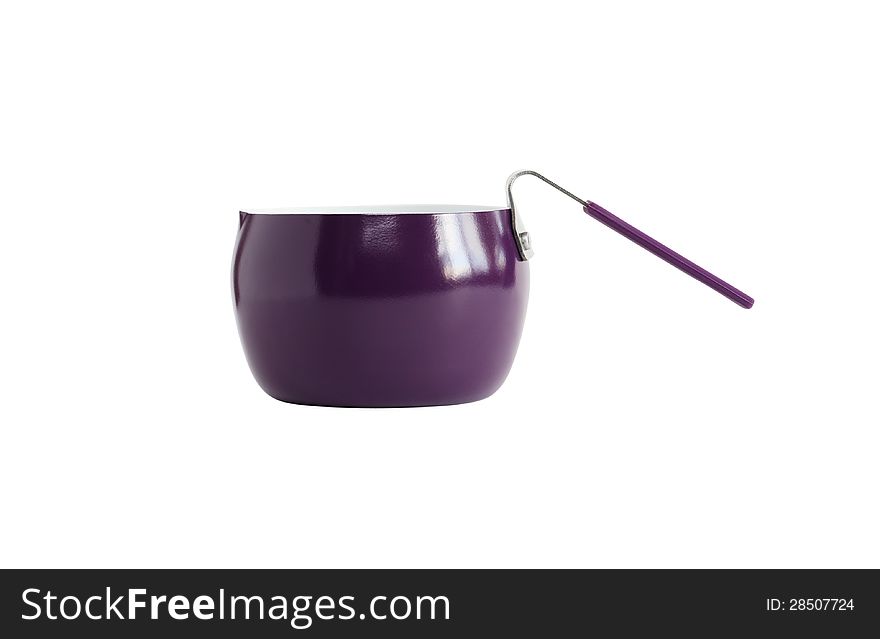 Violet empty metal scoop on white background. Clipping path is included