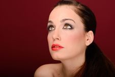 Attractive Girl. Make Up. Perfect Skin Stock Photography