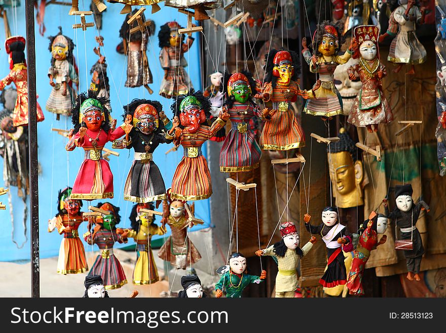 Traditional Nepalese puppets in Kathmandu.