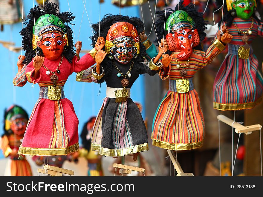 Traditional Nepalese puppets in Kathmandu.
