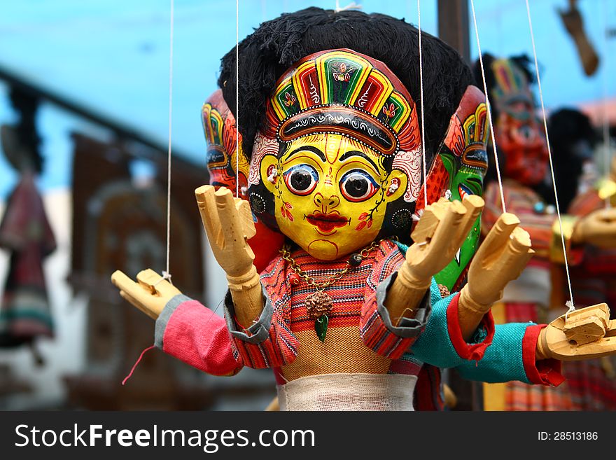 Traditional Nepalese puppets in Kathmandu.