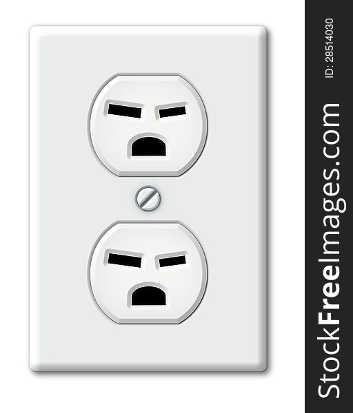 Illustration of an electrical outlet as angryfaces. Illustration of an electrical outlet as angryfaces.