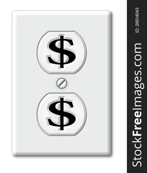 Illustration of an electrical outlet as dollar symbols. Illustration of an electrical outlet as dollar symbols.