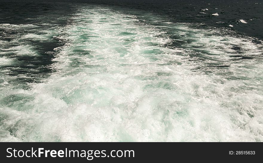 Wake of a cruise ship on the open ocean