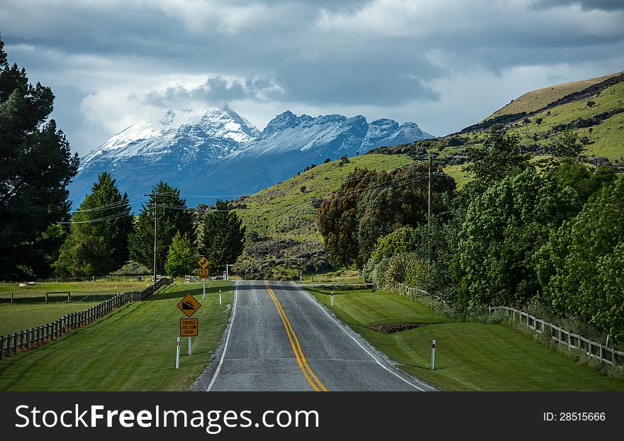 View of mountain along the road South island, New Zealand. View of mountain along the road South island, New Zealand.