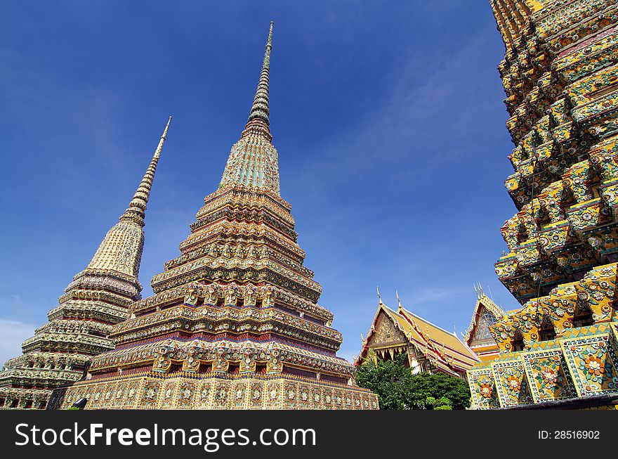 Thai Architecture in Wat Pho at Bangkok of Thailand