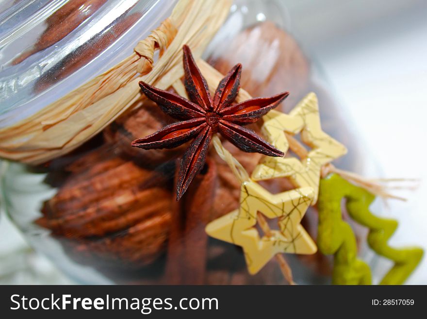 Christmas Decoration In A Glass Jar