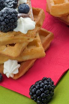 Belgian Waffle And Berries Stock Images Belgian Waffle And Berries Stock Images