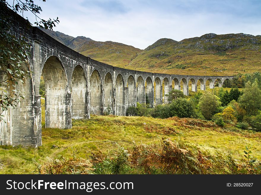 The railroad viaduct in near Glenfinnan Scotland. Used to shoot Harry Potter and the Chamber of Secrets. The railroad viaduct in near Glenfinnan Scotland. Used to shoot Harry Potter and the Chamber of Secrets.