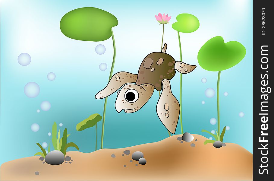 Illustration of a turtle scene underwater. Illustration of a turtle scene underwater