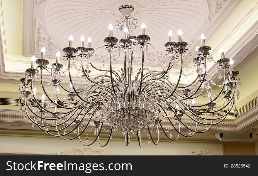 Grand Crystal Chandelier on Ceiling