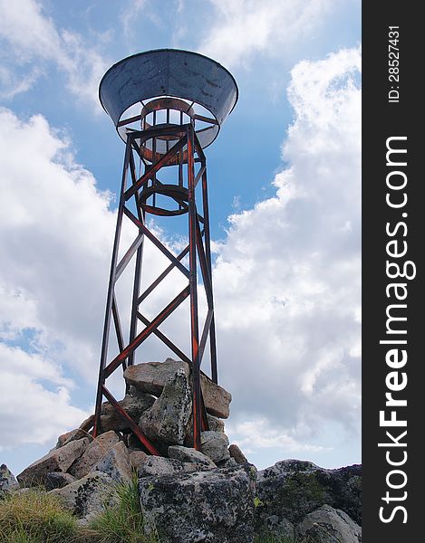 Ombrometer on the peak in Rila mountain, Bulgaria