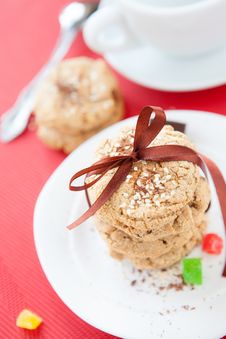 Cookies With Nuts And Chocolate, A Cup Of Tea Stock Image Cookies With Nuts And Chocolate, A Cup Of Tea Stock Image