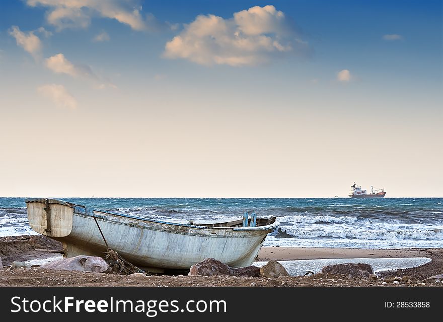 The shot was taken after storm on the beach of Eilat, Israel. The shot was taken after storm on the beach of Eilat, Israel