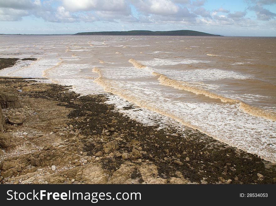 Photographed from Anchor Head. Brean has a fort at the end dating from 1860`s. Photographed from Anchor Head. Brean has a fort at the end dating from 1860`s