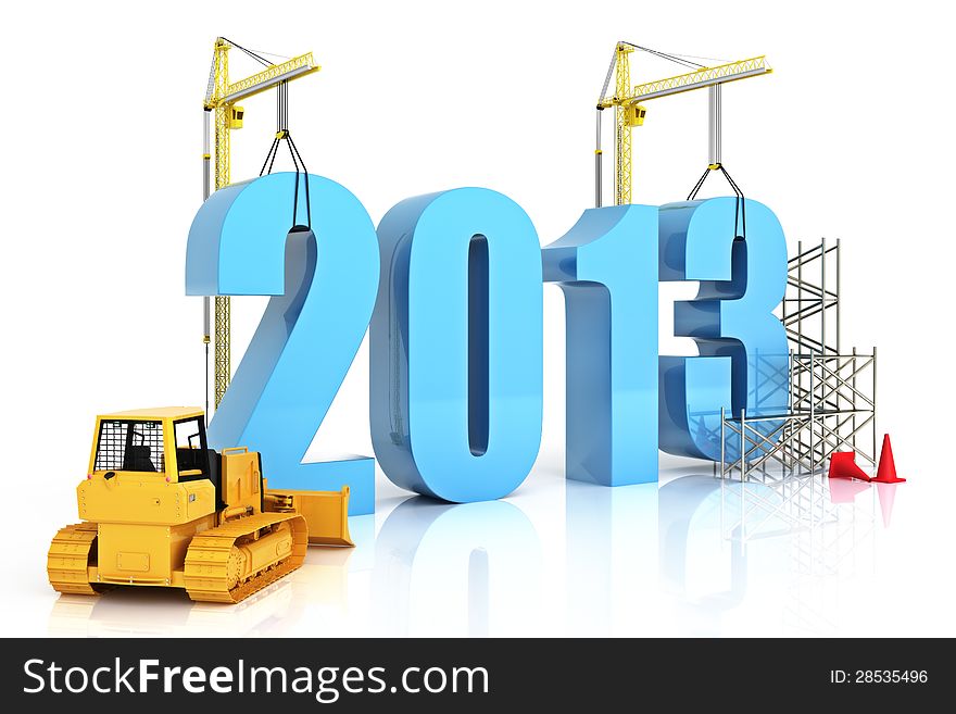 Building, improvement in business or in general concept in the year 2013, on a white background . Building, improvement in business or in general concept in the year 2013, on a white background .