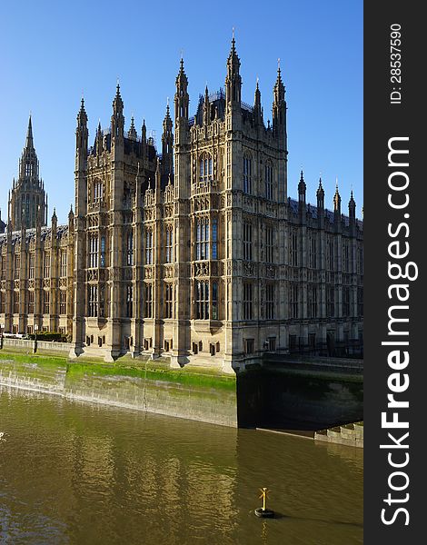 The Palace of Westminster, view from Thames river in London, Unitied Kingdom