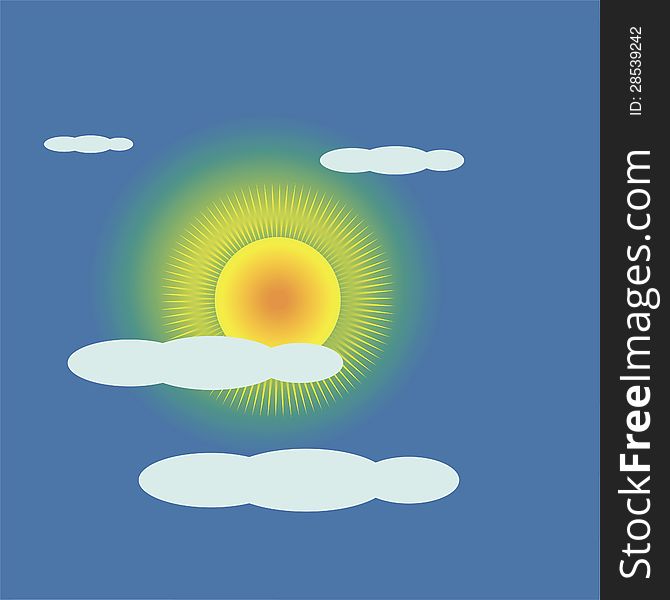 Illustration with the sun goes behind a cloud for your design