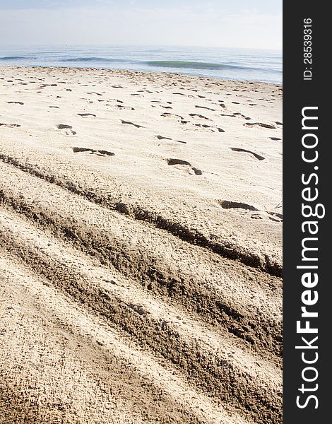 Footprints on Mediterranean sea. Calafell. Footprints on Mediterranean sea. Calafell