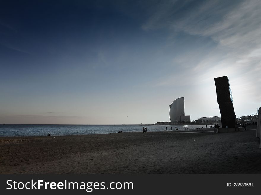 Barceloneta beach in Barcelona. Coast