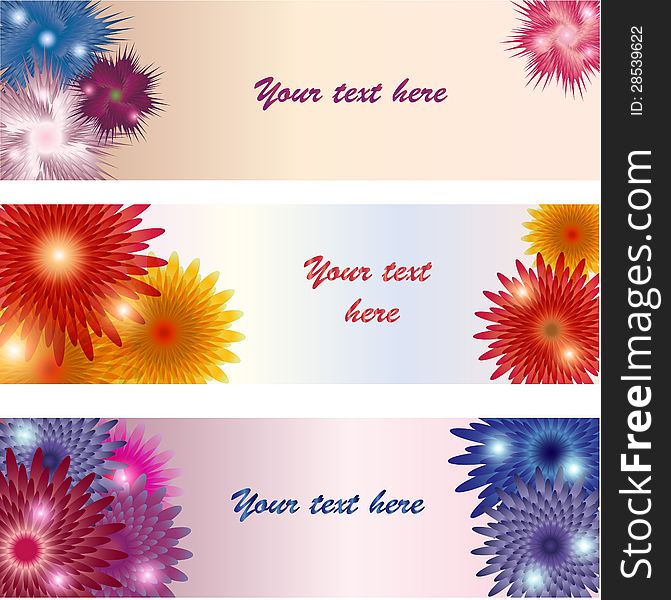 Three floral banners with place for your text