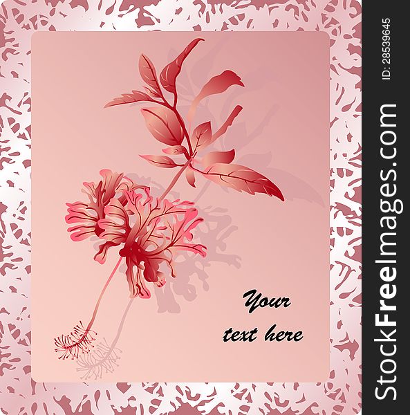 Romantic greeting card with beautiful double-flowering flower