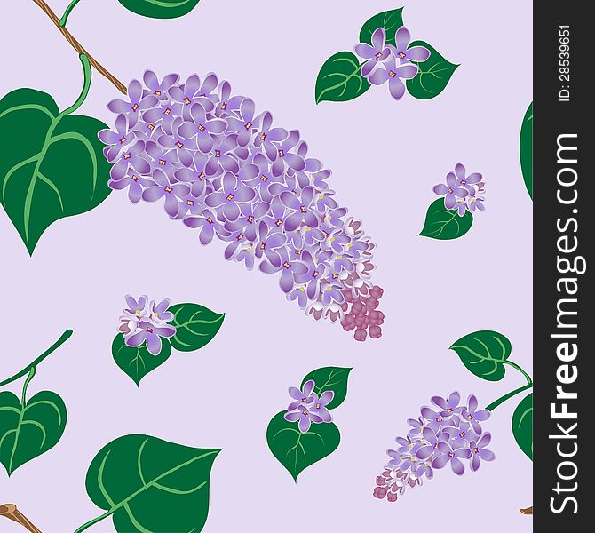 Seamless pattern of lilac flowers and leaves. Seamless pattern of lilac flowers and leaves