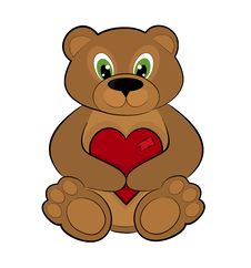 Teddy Bear Holding Red Heart Stock Photo