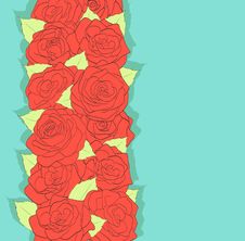 Background Retro Style. Using The Old Colors. Red Roses And Green Leaves. Antiquity Stock Photo Background Retro Style. Using The Old Colors. Red Roses And Green Leaves. Antiquity Stock Photo