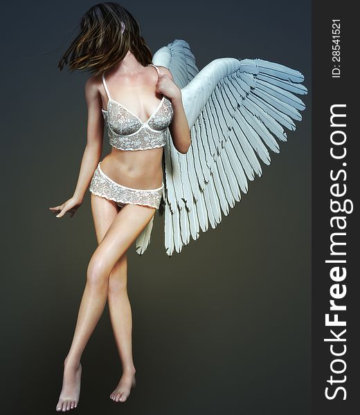 Female brunette angel