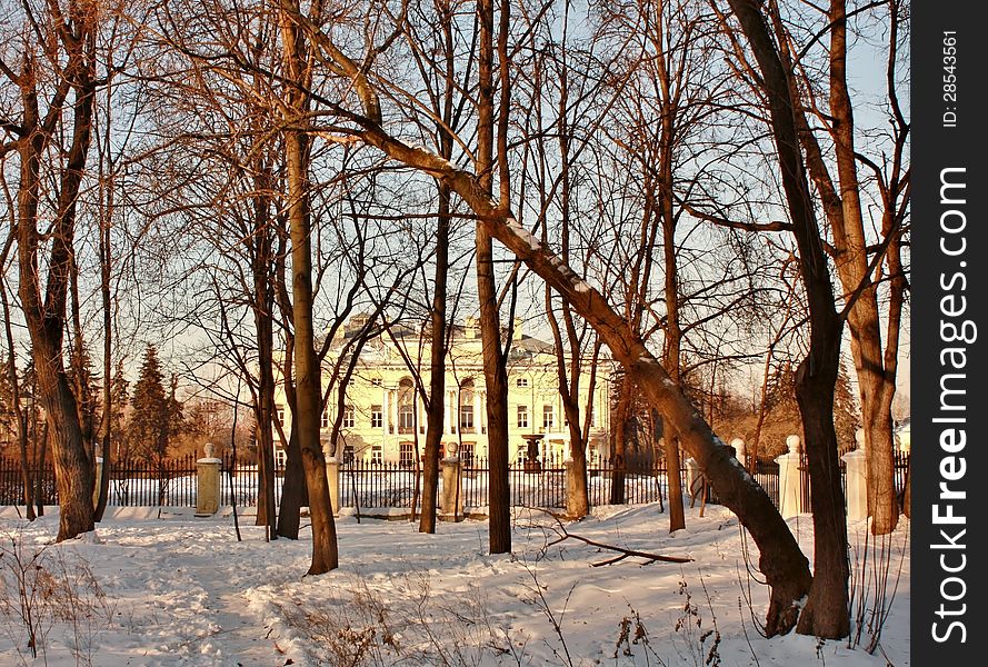 Old-time Estate Among The Leafless Trees